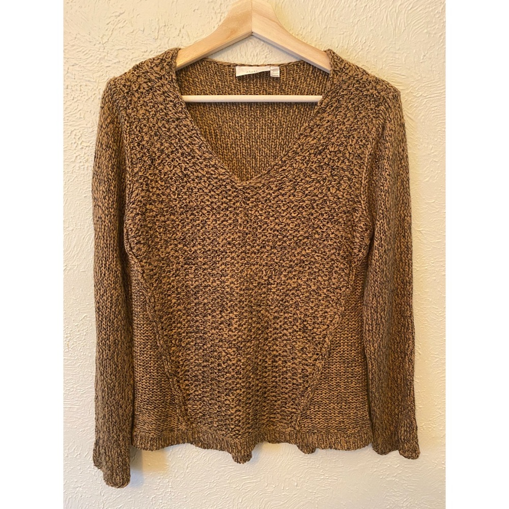Cloth Orange Black Braided V-Neck Sweater